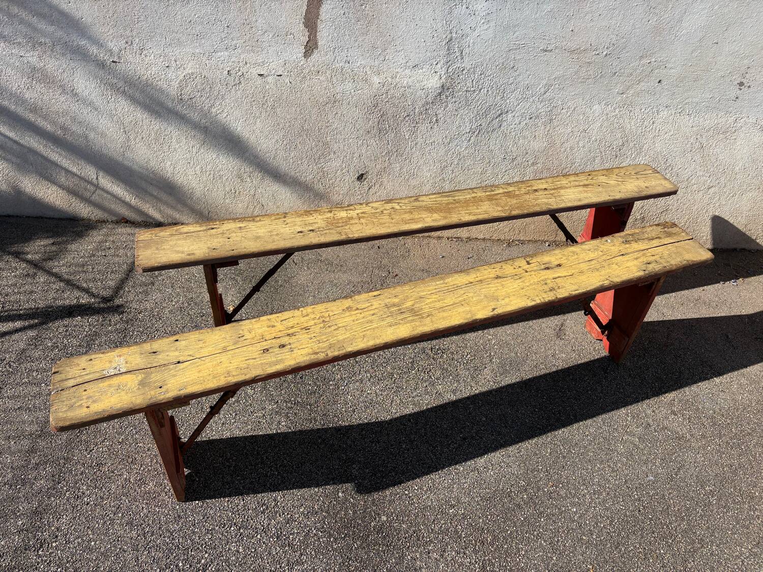 Paire de bancs de guinguette