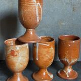 Four potter's mugs turned in vintage light stoneware