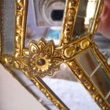 Octagonal mirror with facets  81x60cm