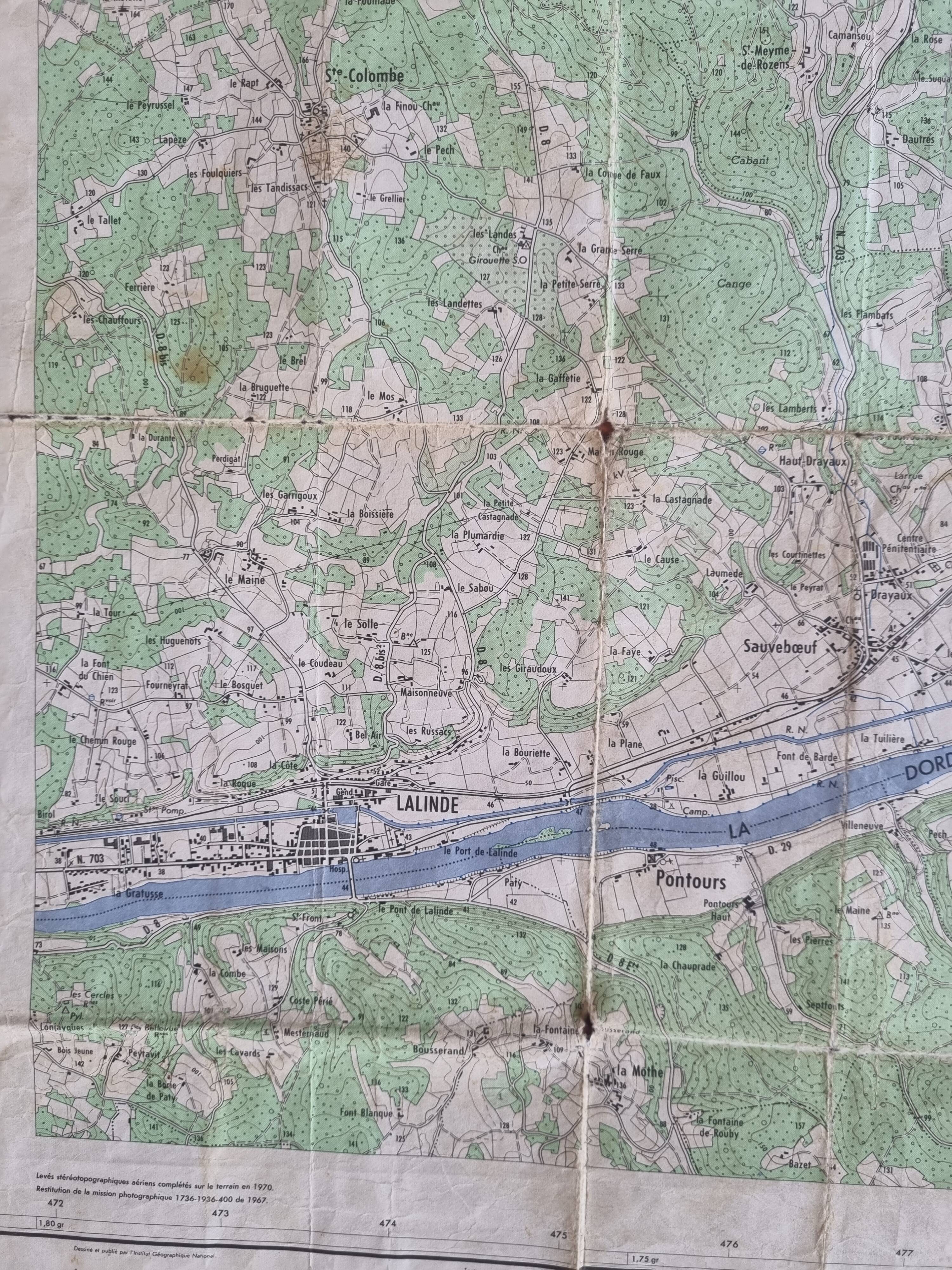 Carte ancienne Le Bugue 5-6 - 1/25000ème (1970)