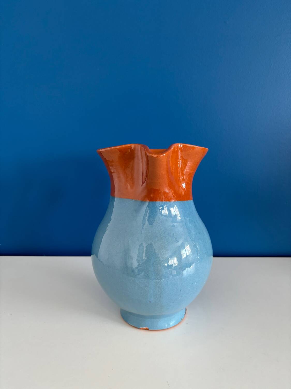 blue glazed ceramic carafe / blue glazed ceramic vase
