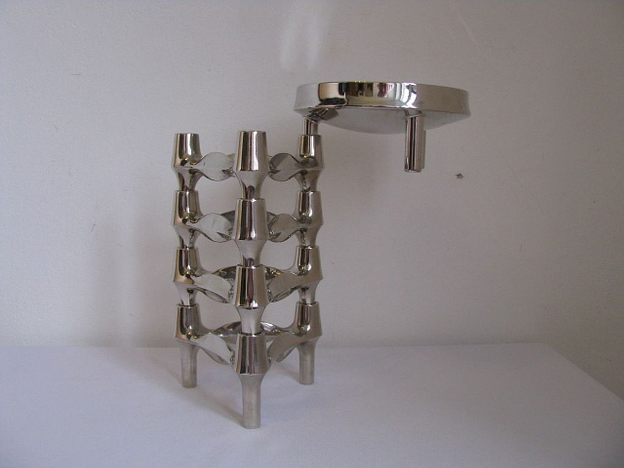 Set de bougeoirs modulaires Bmf édition argent conçus par Fritz Nagel & Ceasar Stoffi