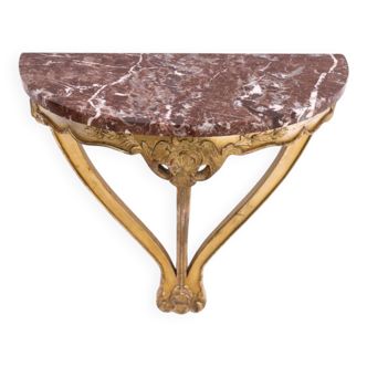 Antique console with stone top, France, late 19th century.
