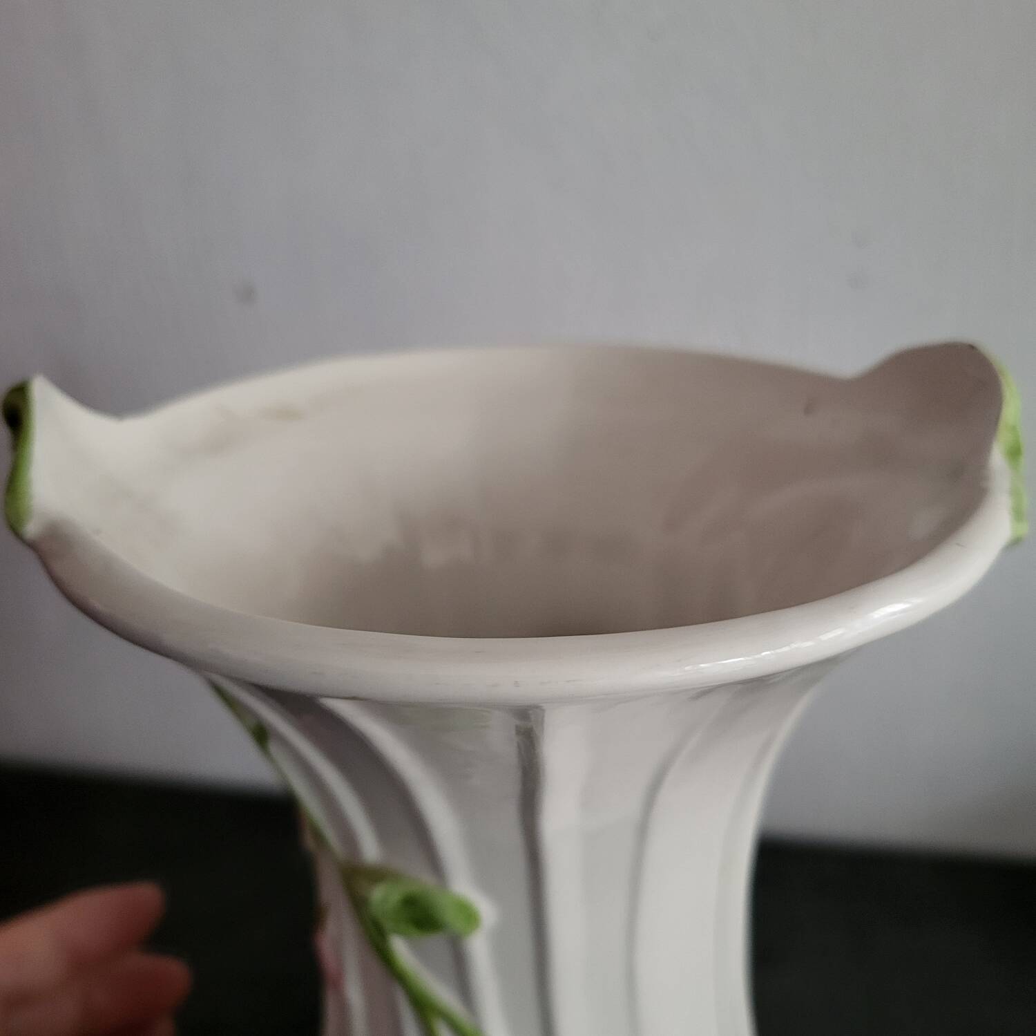 Vintage twisted barbotine vase