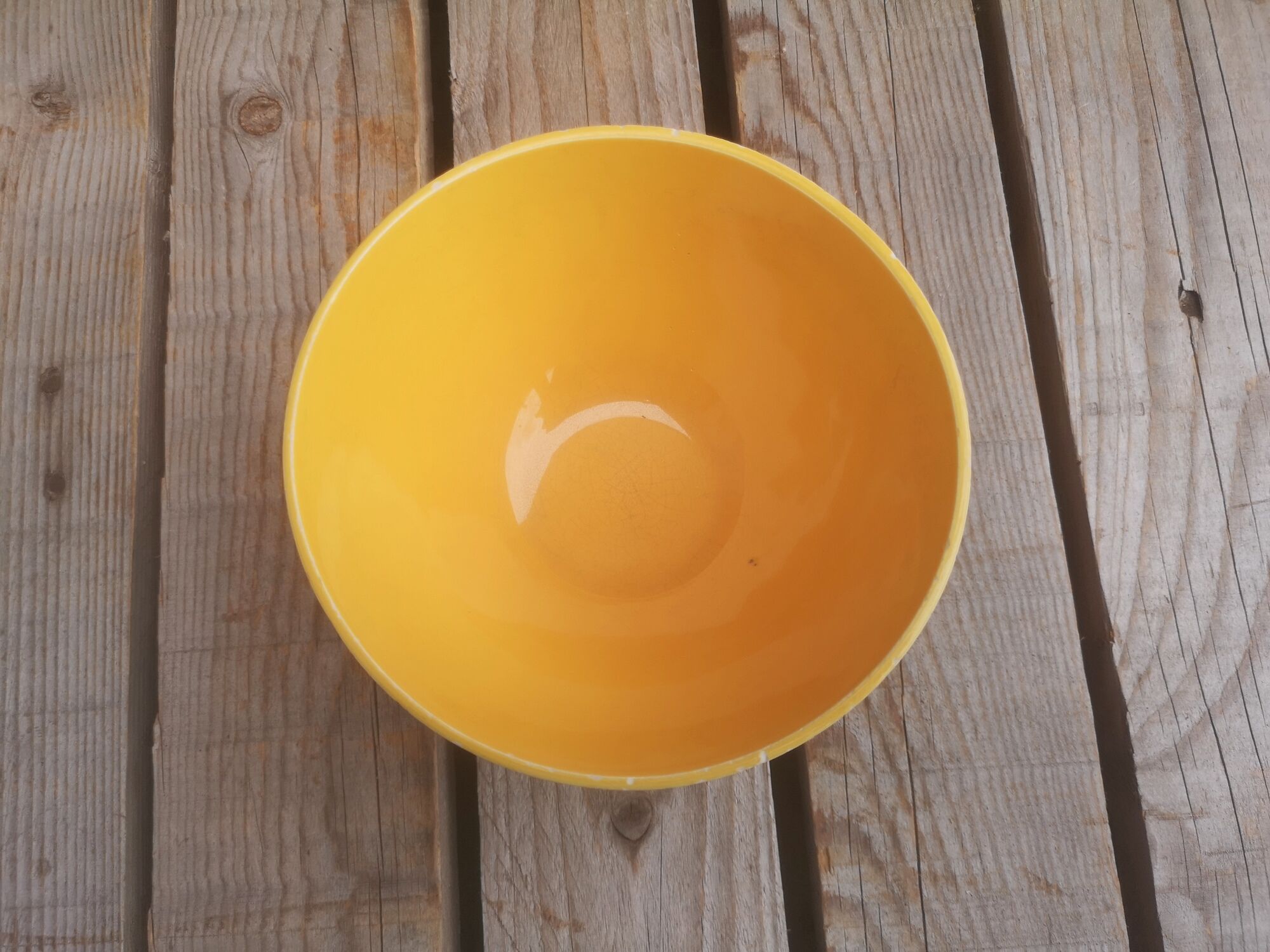 Brown and yellow ceramic bowl Digoin Sarreguemines