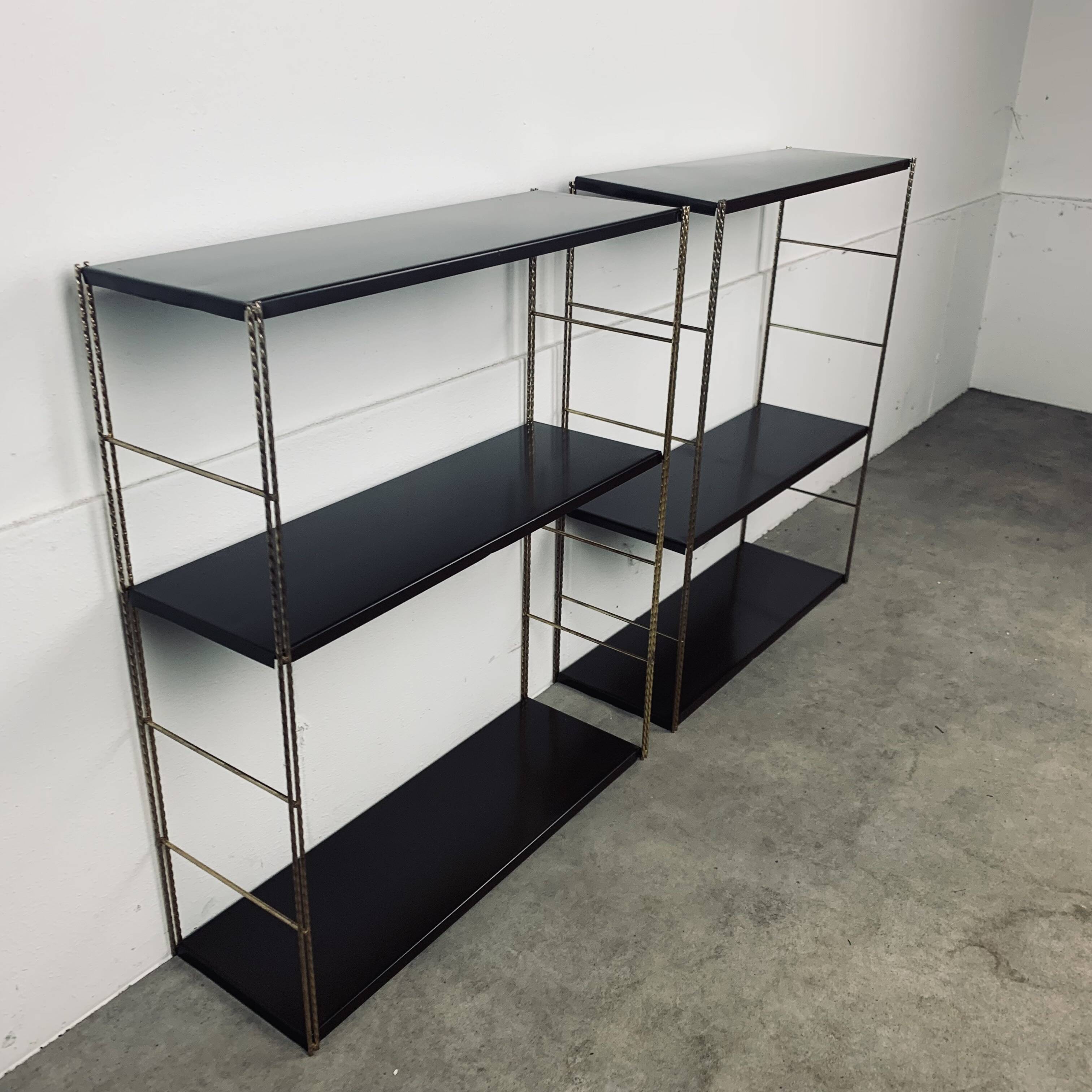 2 modular string wall shelves from the 60s, metal