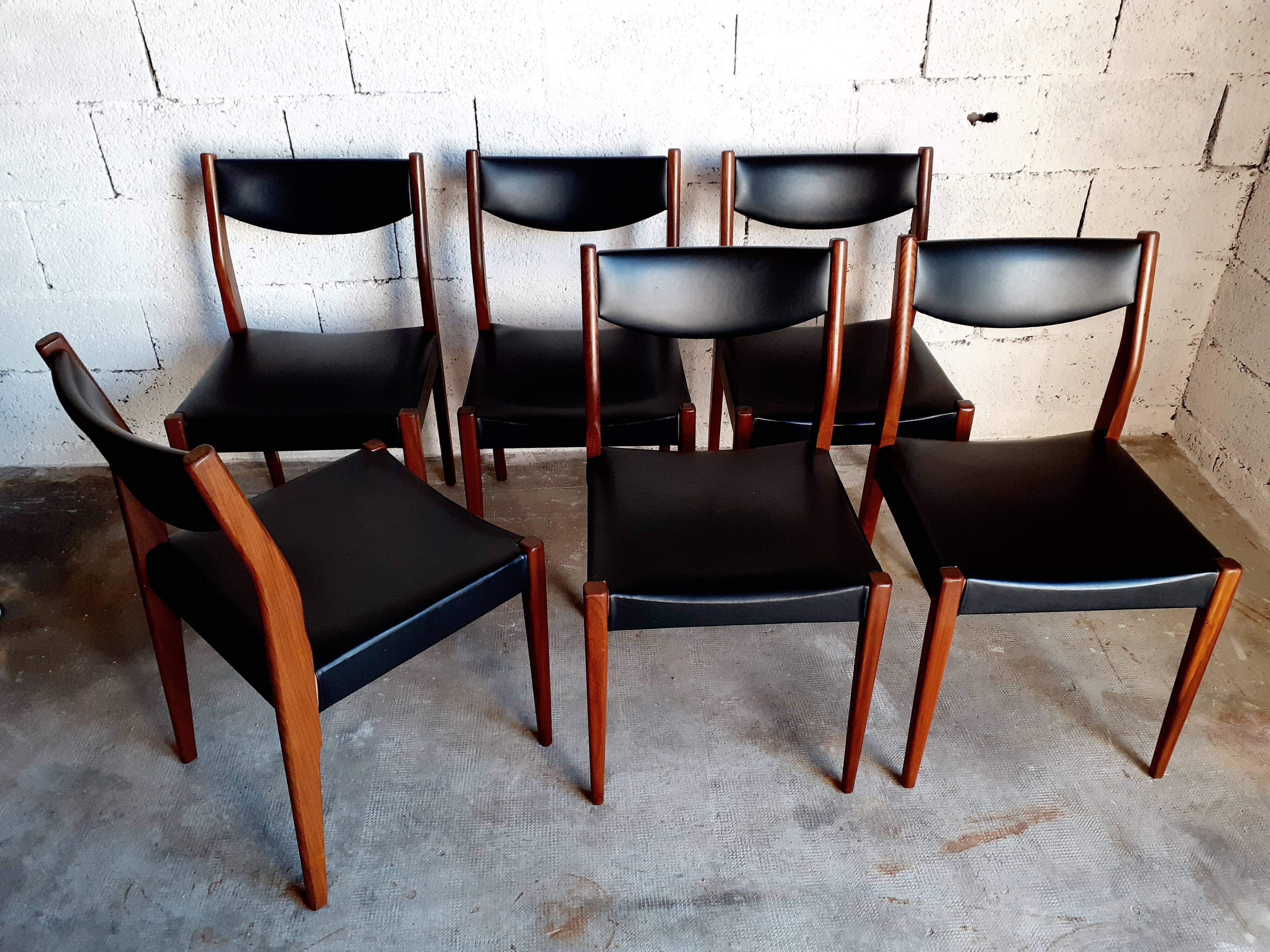 6 vintage Scandinavian teak chairs 50s 60s