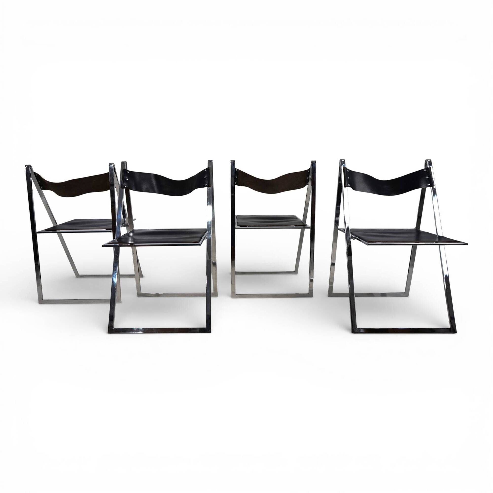 Lübke 4-piece set of folding dining chairs by Fantoni&Geraci, 1969