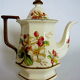 Coffee maker in earthenware decorated with hawthorn flowers, from the house Villeroy--Boch, model "Portobello"