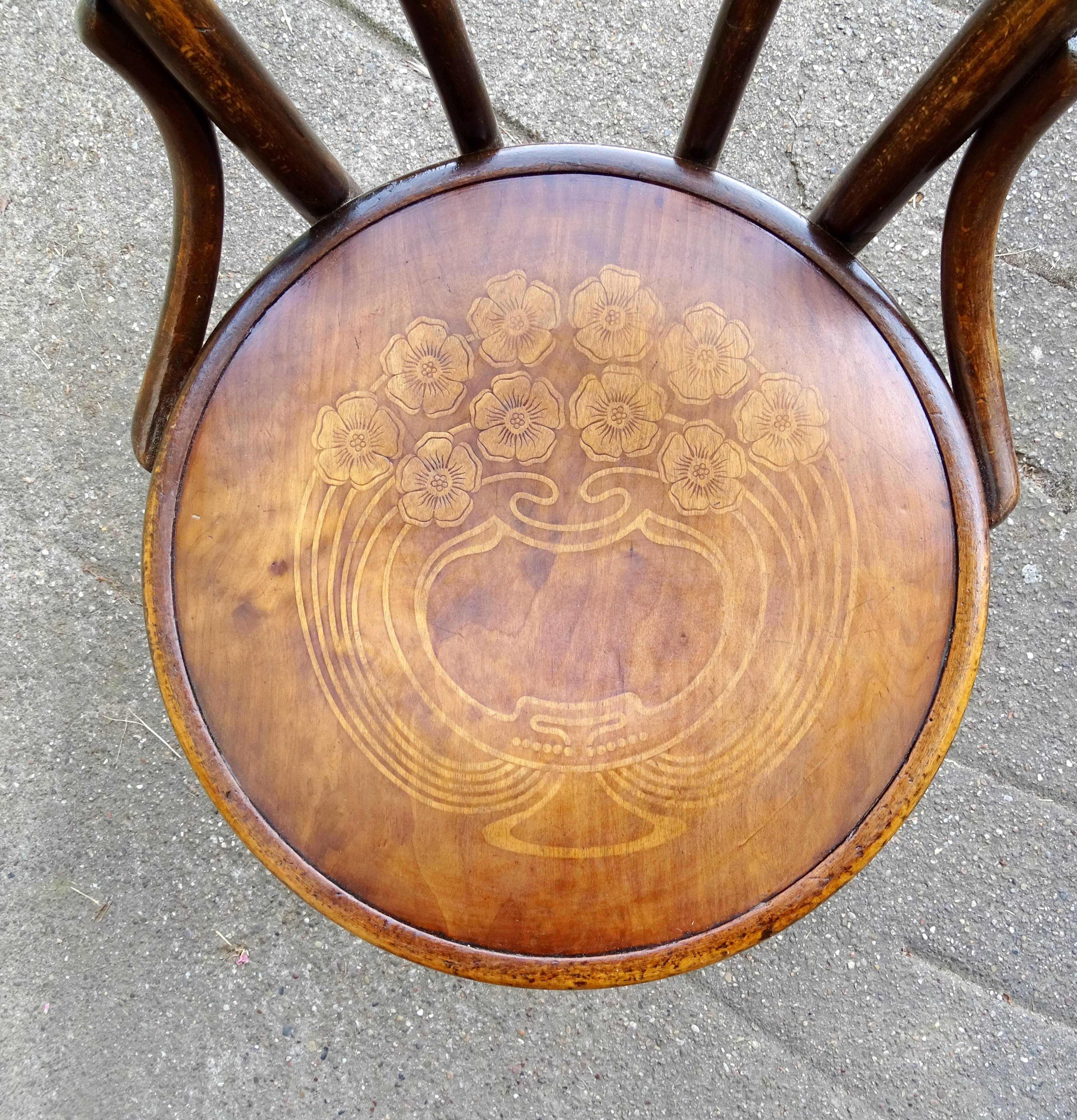 Fischel bistro chairN°18 wooden seat Art Nouveau, circa 1900
