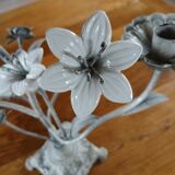 Antique chandelier in cast iron/metal and porcelain