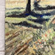 Landscape with poppies, oil on panel, Henry d'Avesnes (1907-1999)