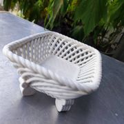 Corbeille vintage, coupe à fruits en céramique tressée