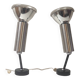 Wall lights - duo of articulated spots in chrome and black metal - 1970s