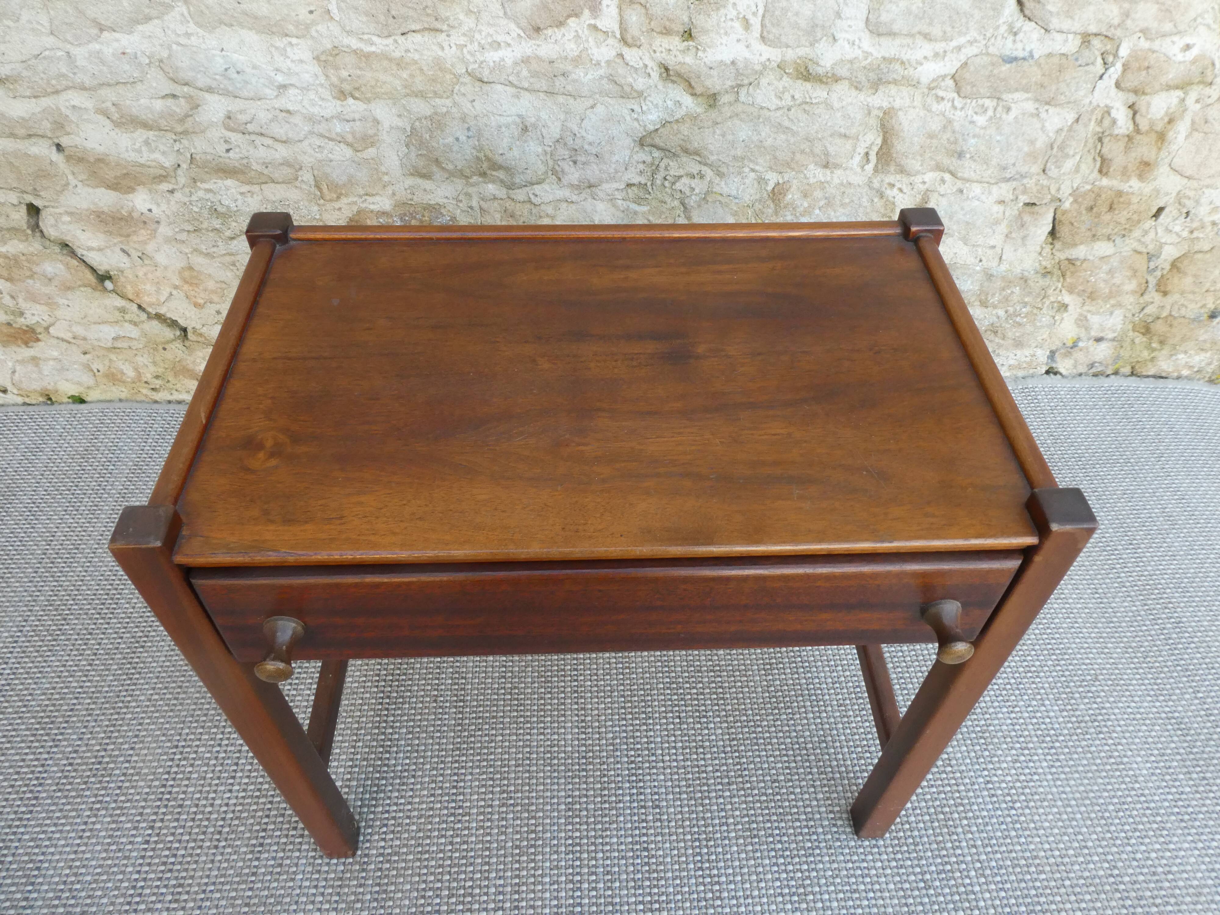 Dark wood bedside table from the 60s, Scandinavian style