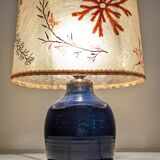 Indigo blue glazed stoneware lamp and resin, France circa 1960.