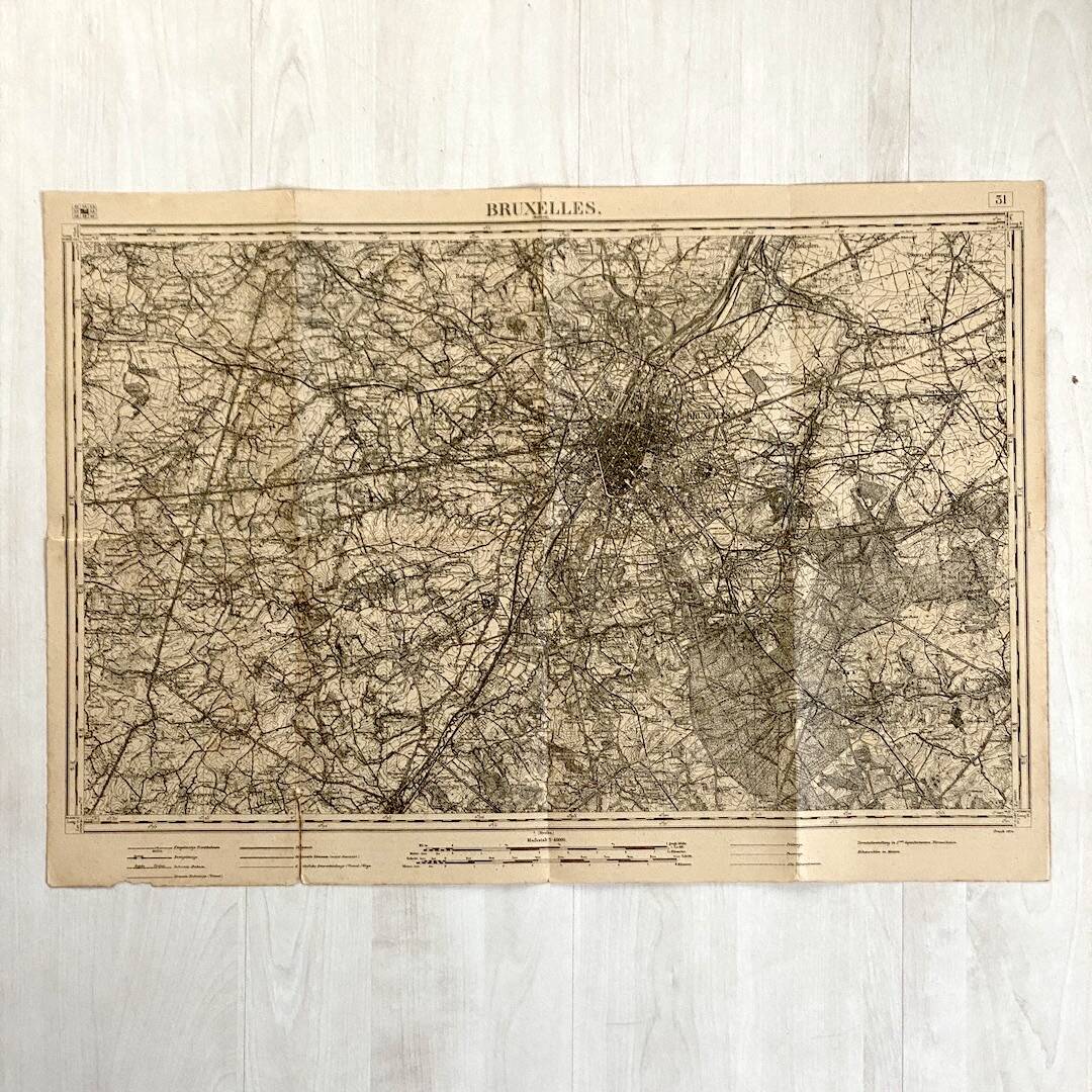 Vintage 1914 Brussels surroundings map