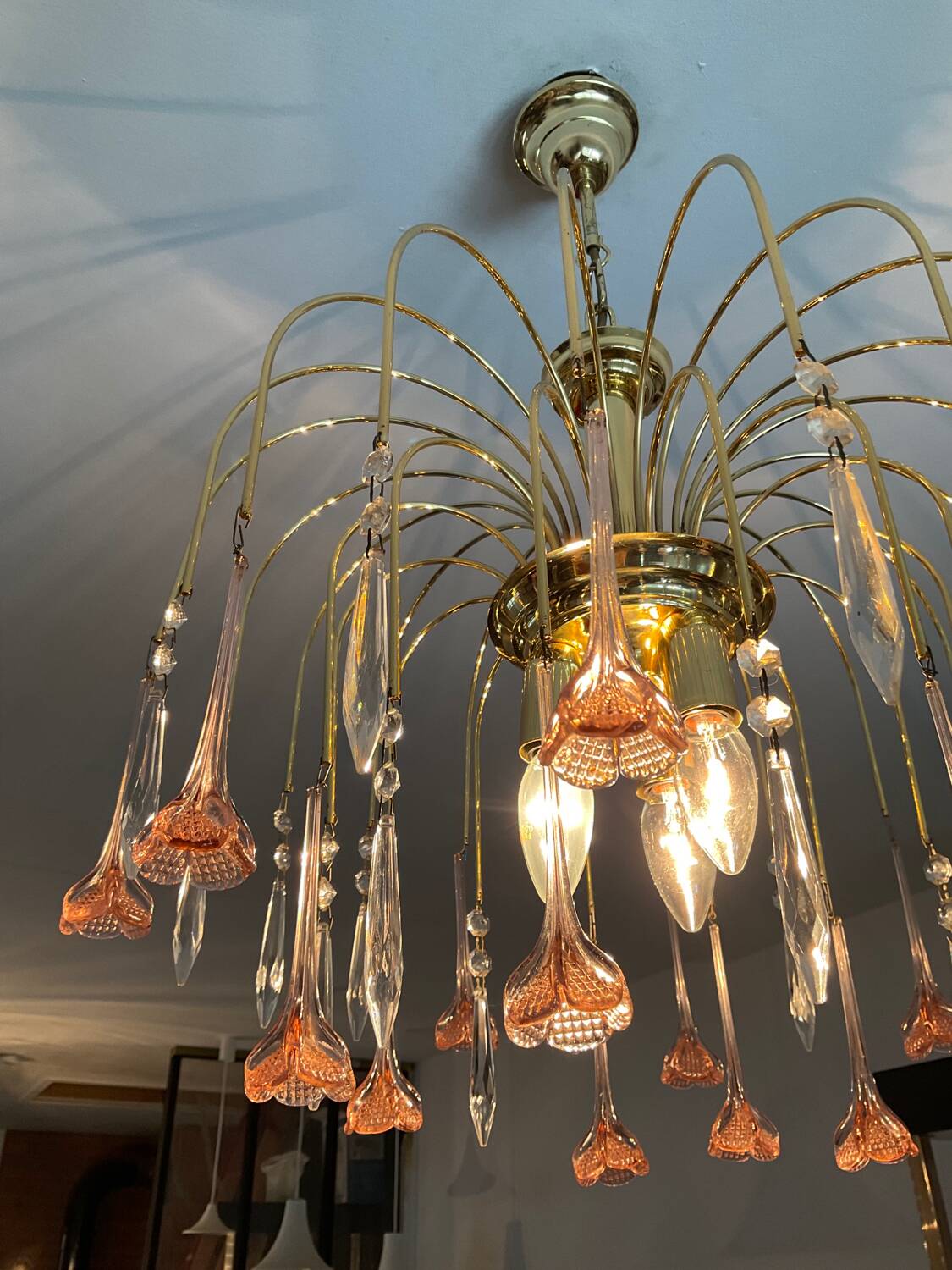 Lustre à pampilles vintage des années 70