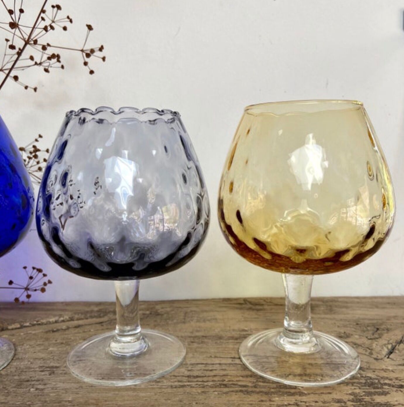 Trio of small Empoli vases