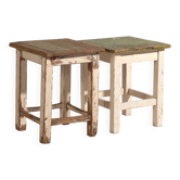 Antique small square tables (circa 1920). 2-piece set