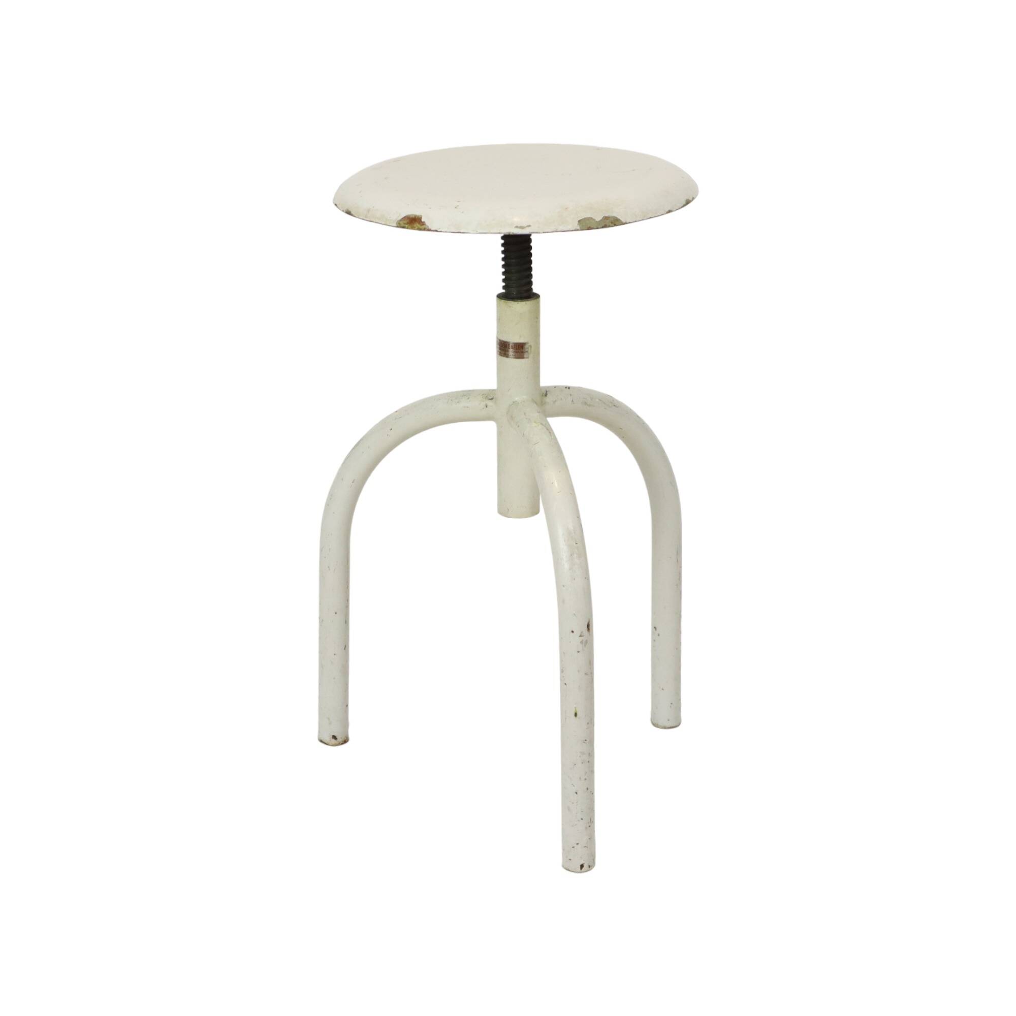 Industrial Antique Metal Doctor's Stool Lab Stool Early 20th Century