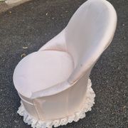 Vintage frog chair in white fabric