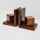 Pair of French Art Deco Wooden Bookends with Dice