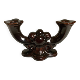 Art Deco brown double candle holder