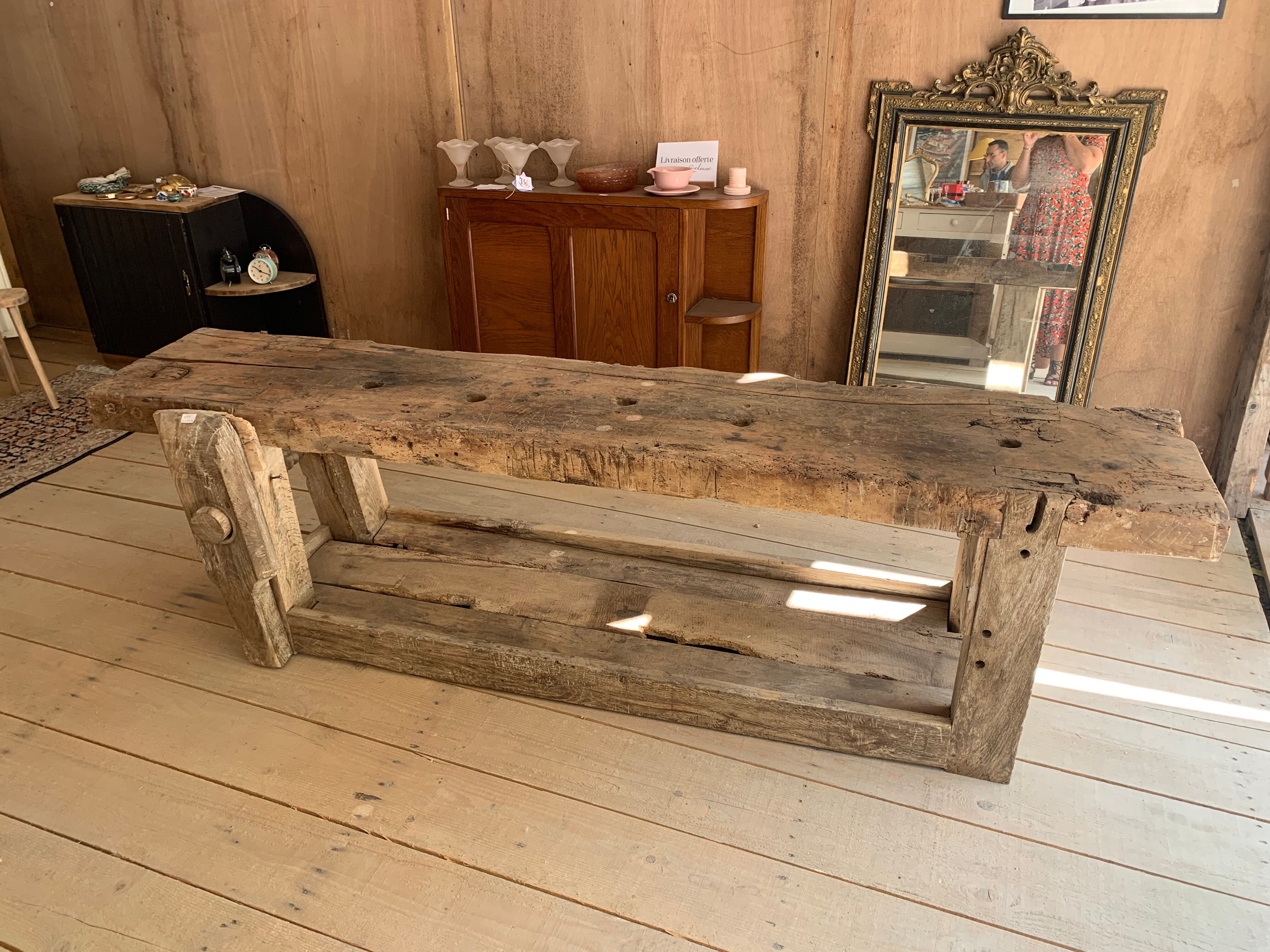 Oak and walnut workbench