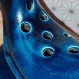 Coq pique fleurs zoomorphe bleu