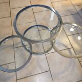 Modular aluminum coffee table and 4 glass shelves, h38x45x unfolded 120 pretty 70s style model