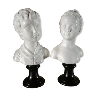 Bustes en plâtre des enfants de Théodore Brongniard
