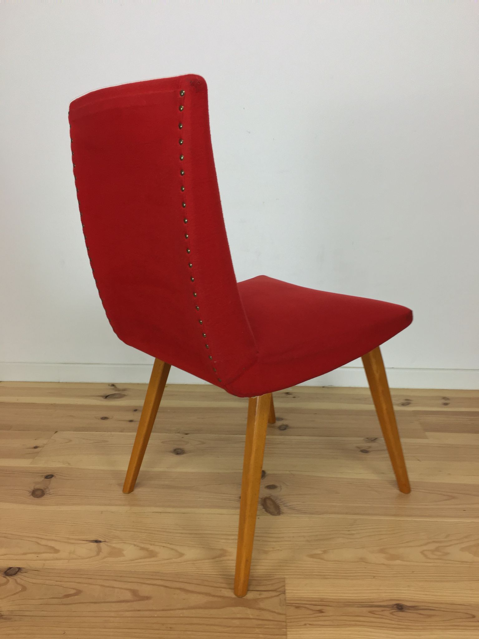 Chaise Steiner vintage années 60 rouge bois