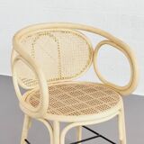 Rattan and cane armchairs, set of 2