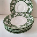 6 small Churchill "Verdigris" Staffordshire plates – 14 cm