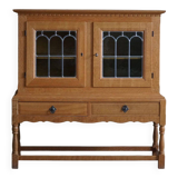 20th-century solid oak display cabinet with a glass front, by a Danish cabinetmaker.