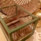 Green wooden bird cage