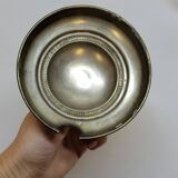 Ancien pot à sucre en verre taillé et métal