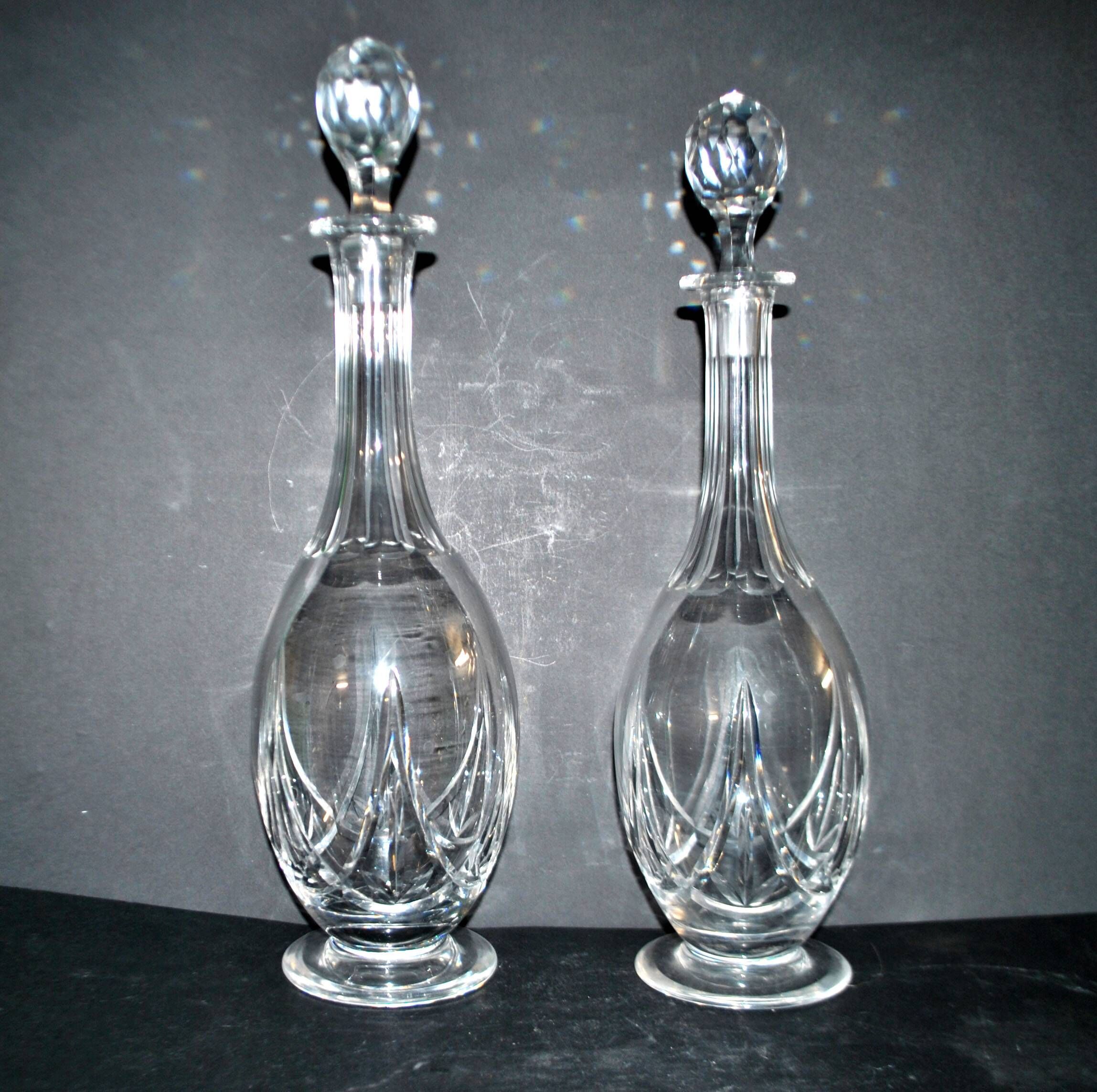 Saint-louis set of 2 antique lasalle cut crystal carafes 1930