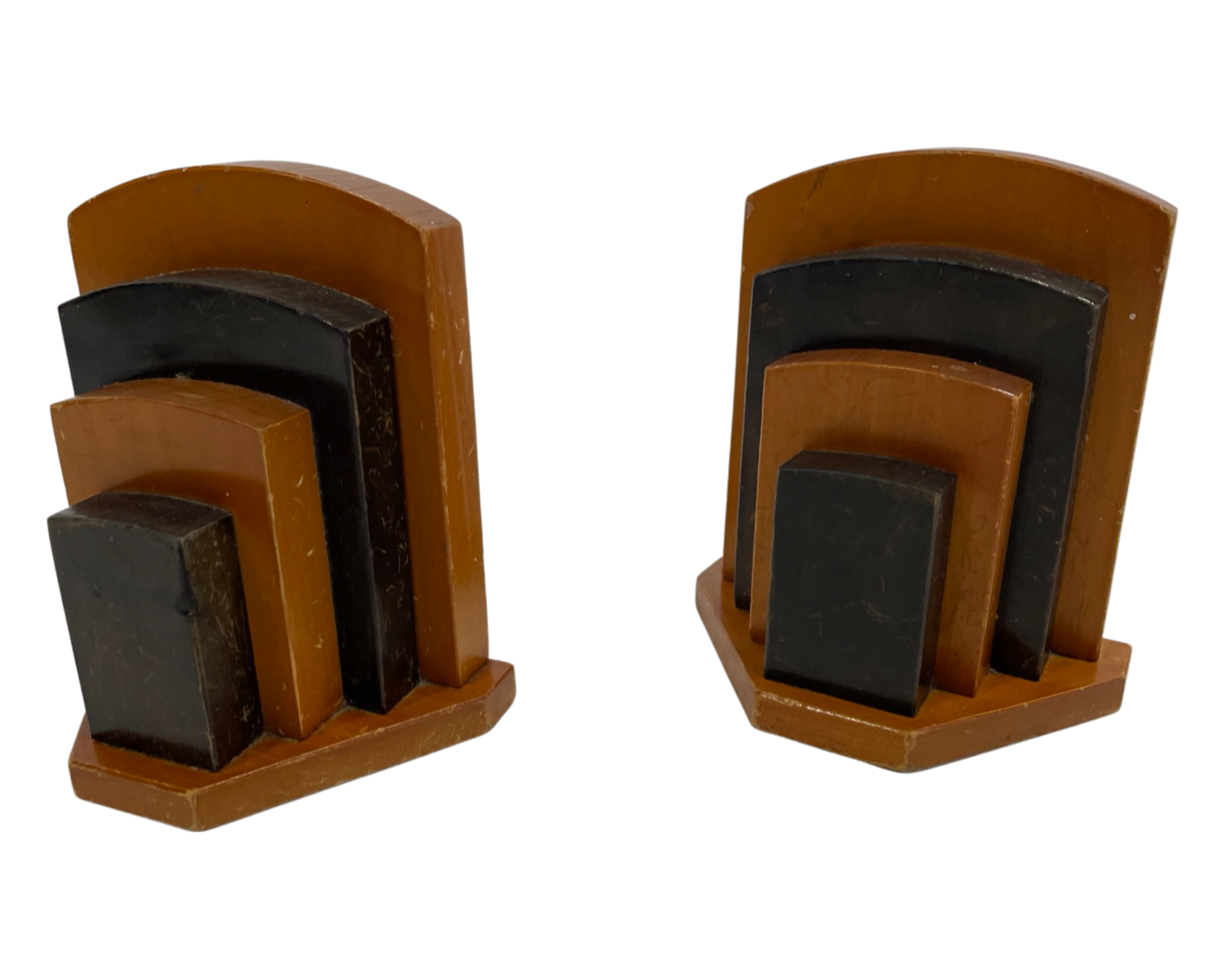 Art Deco bookends wood minimalist design set