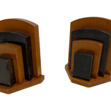 Art Deco bookends wood minimalist design set