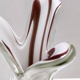 White and Purple Hand Blown Sommerso Glass Vase by Fratelli Toso, Italy