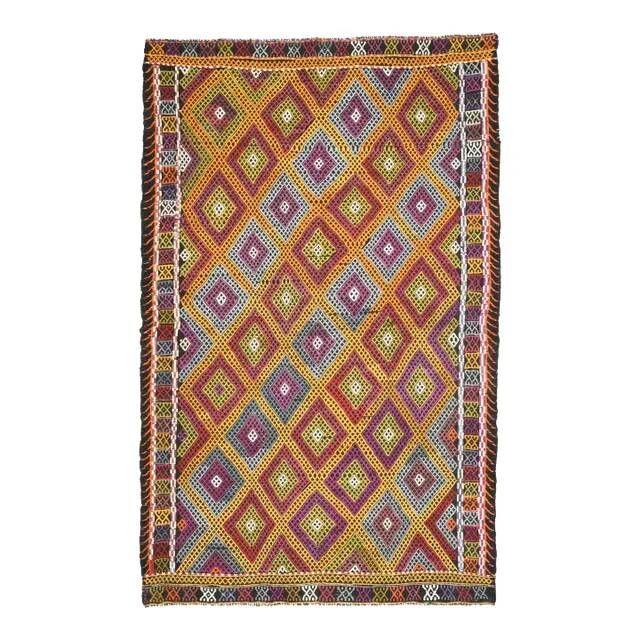 1970s Vintage Turkish Oushak Handmade Wool Cotton Orange Area Rug 160x263