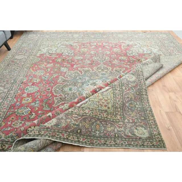 1970s Vintage Persian Handmade Wool Red Area Rug 296x391