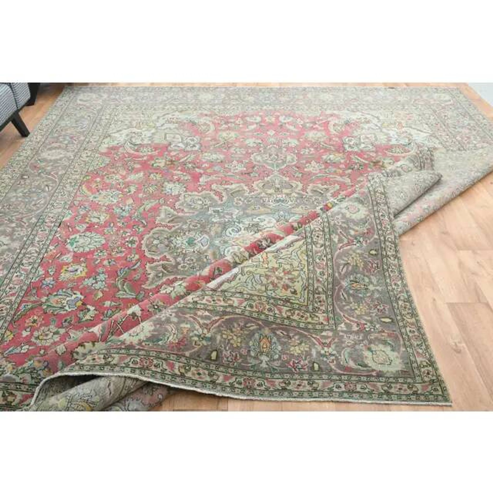 1970s Vintage Persian Handmade Wool Red Area Rug 296x391