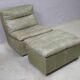 Laauser armless patchwork olive leather lounge chair and ottoman, 1970s