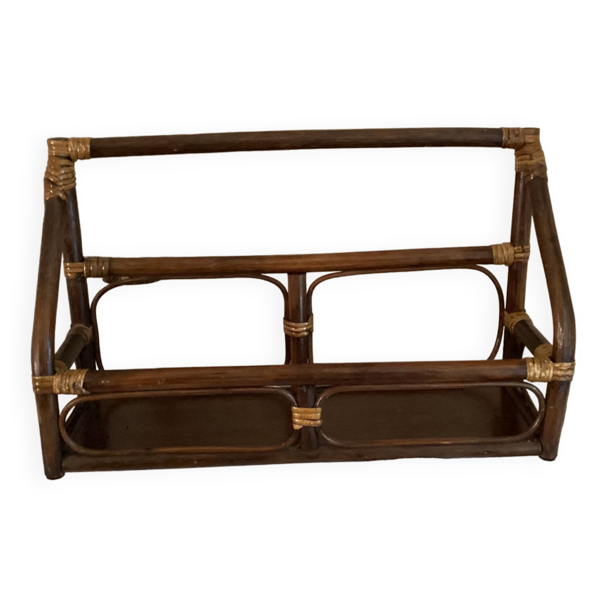 Varnished rattan shelf - vintage