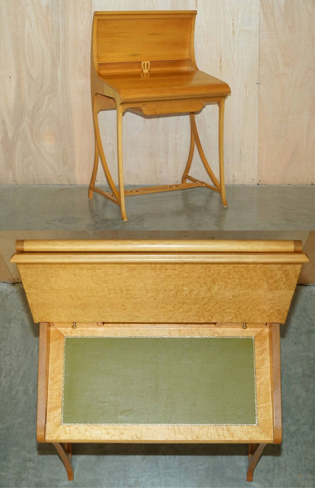 Art Nouveau desk attributed to Carlo Zen 1902 in mottled maple.