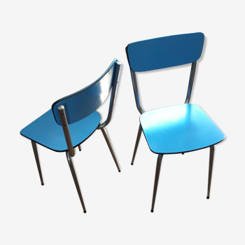 Pair of chairs in vintage blue formica