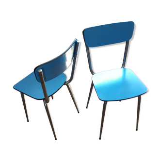 Pair of chairs in vintage blue formica